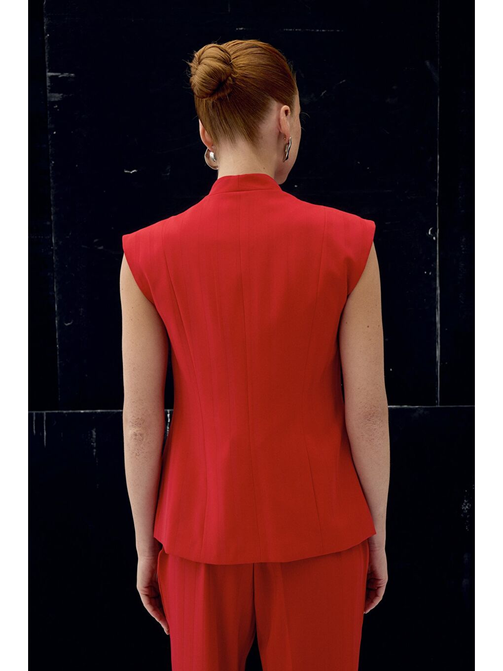 Anna Çizgili Yelek - Kırmızı-7