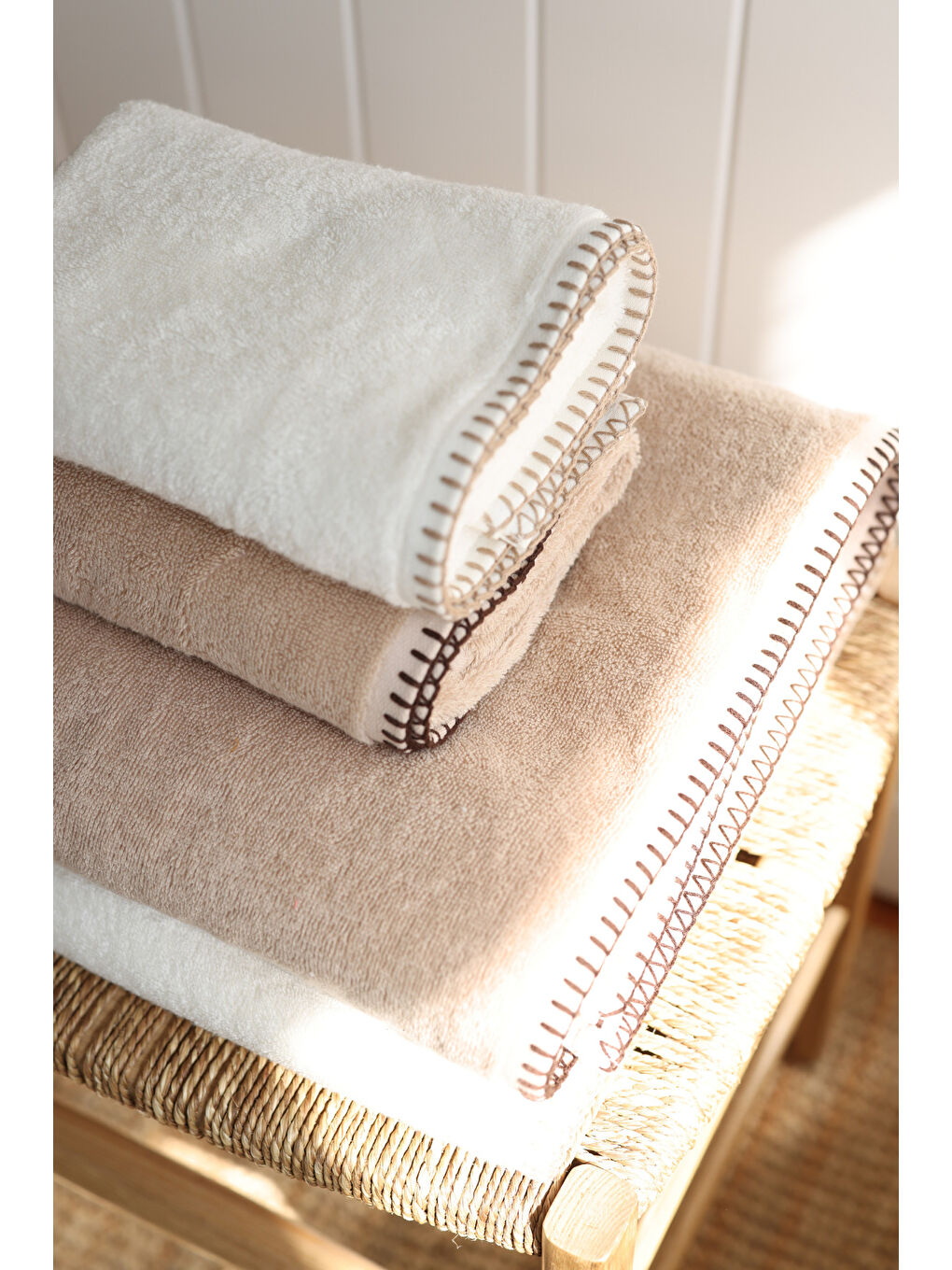 Shadow %100 Pamuk Banyo Havlusu 70x140 cm Ekru-1