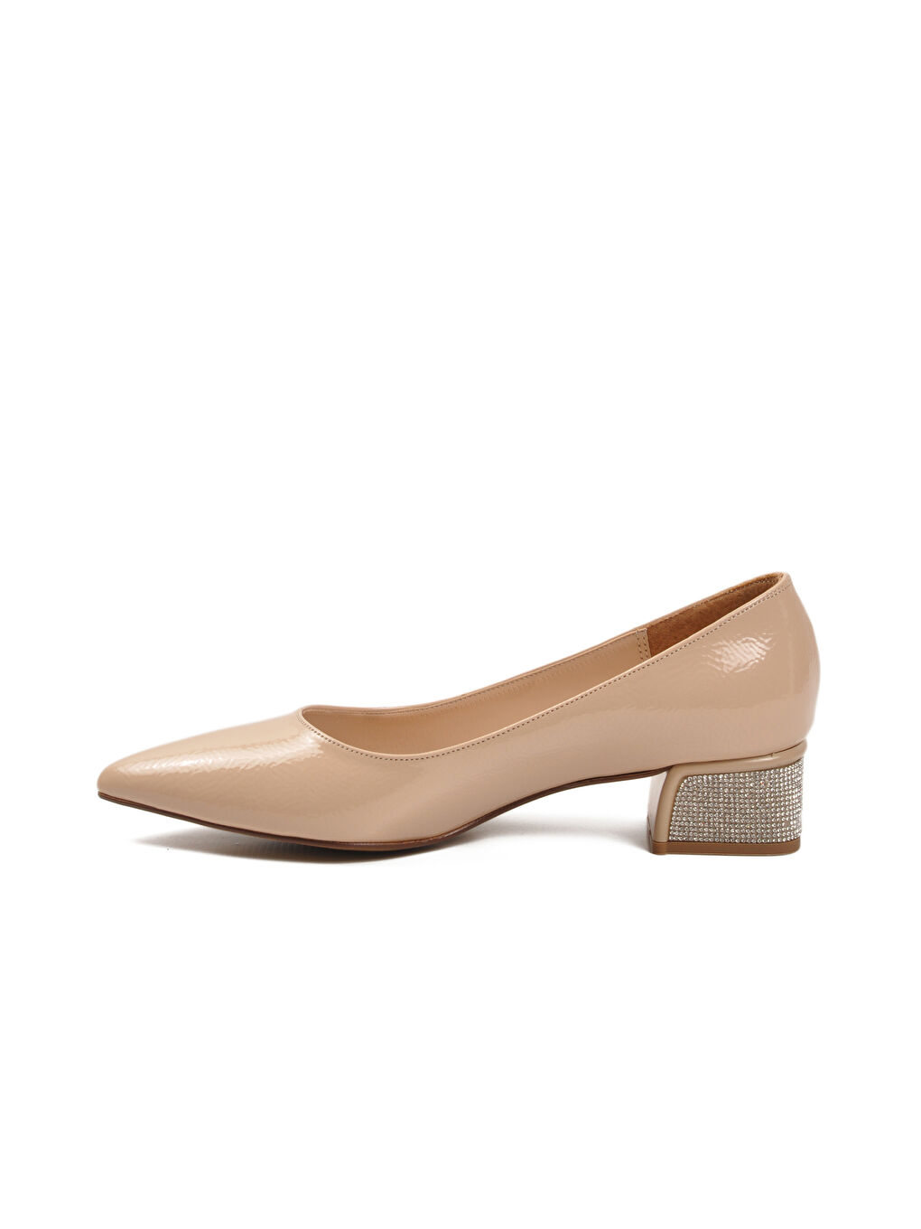 Bej Kırışık Taş İşlemeli Kadın Abiye Ayakkabı 357180 Z-3