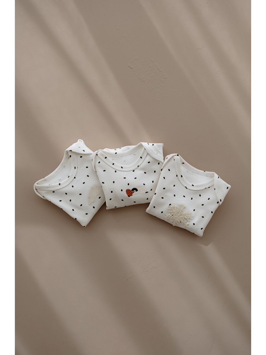 Ekru 3'lü Winter Serisi Uzun Kollu Çıt Çıtlı Body Zıbın Model 11-2