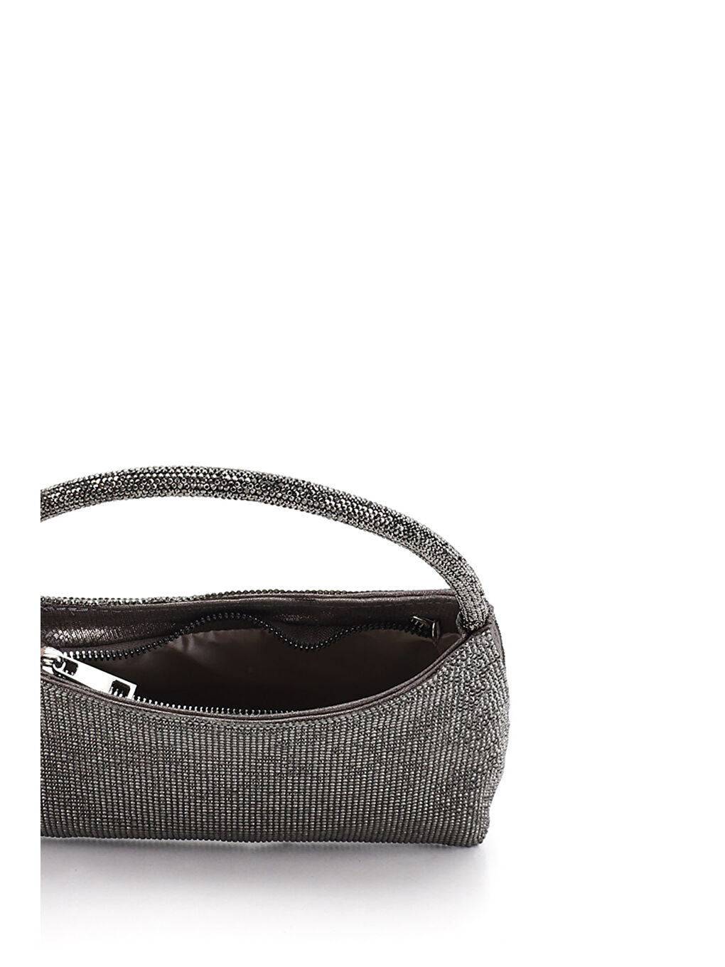 Gri Kadın GÜMÜŞ Uzun Zincirli El Ve Omuz Askılı Abiye Çanta-4