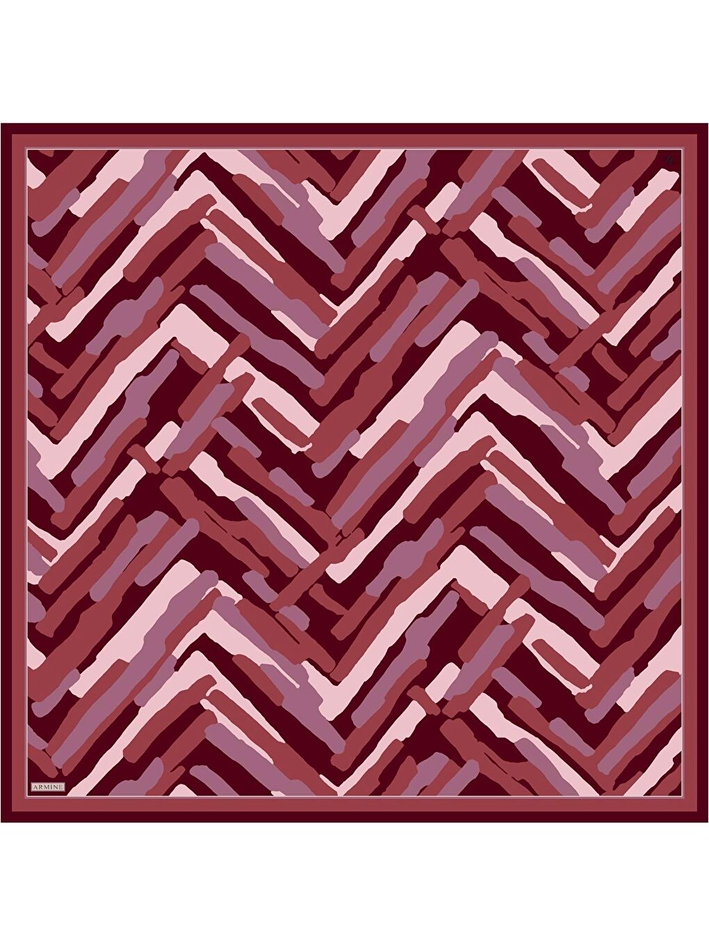 Bordo Soyut Desenli Saf İpek Twill Eşarp 9303 83-3