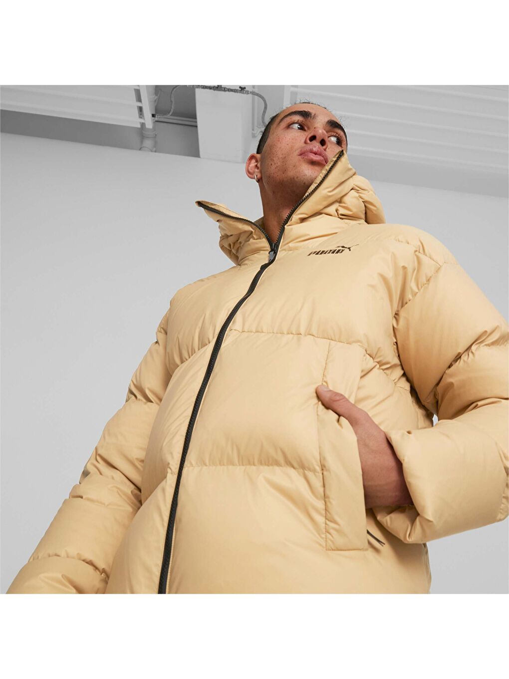 Sarı Ultra Erkek Kapüşonlu Şişme Mont-1