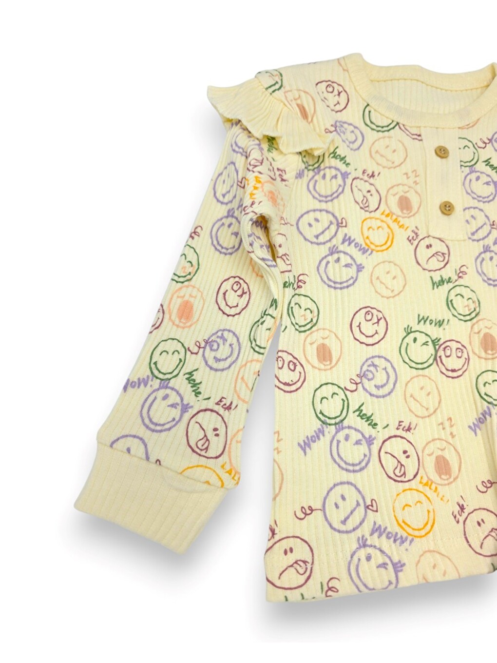 Mürdüm Kız Bebek Smile Detaylı İnce Mevsimlik 2'li Alt Üst Takım-1