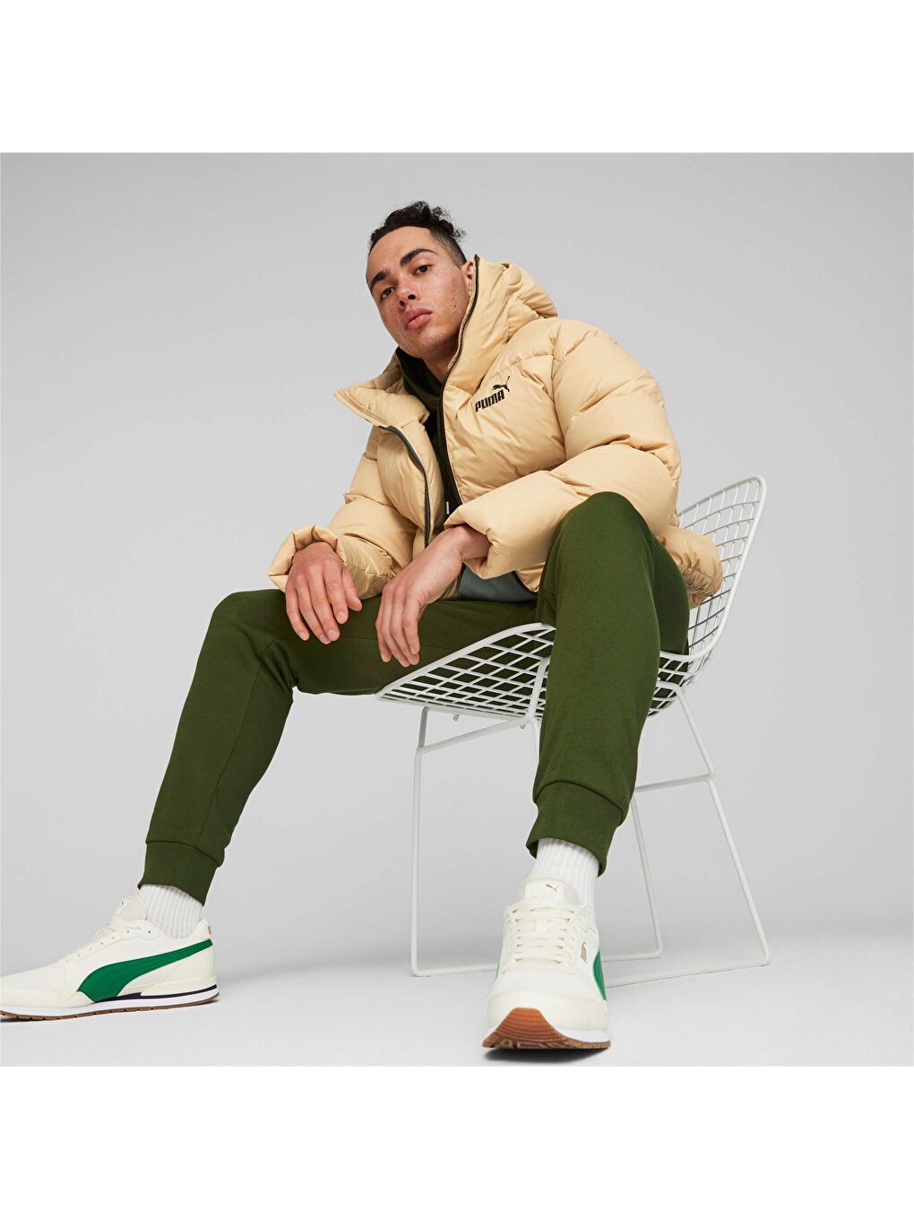 Sarı Ultra Erkek Kapüşonlu Şişme Mont-4