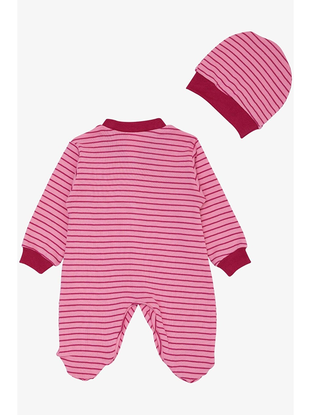 Kız Bebek Patikli Tulum Çizgili Pembe (0-6 Ay)-1