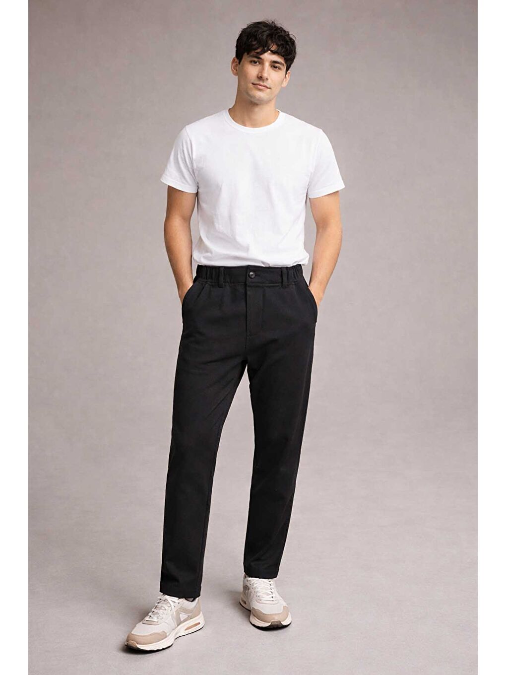 Erkek Fermuar Detay Pantolon 3171 Siyah-2