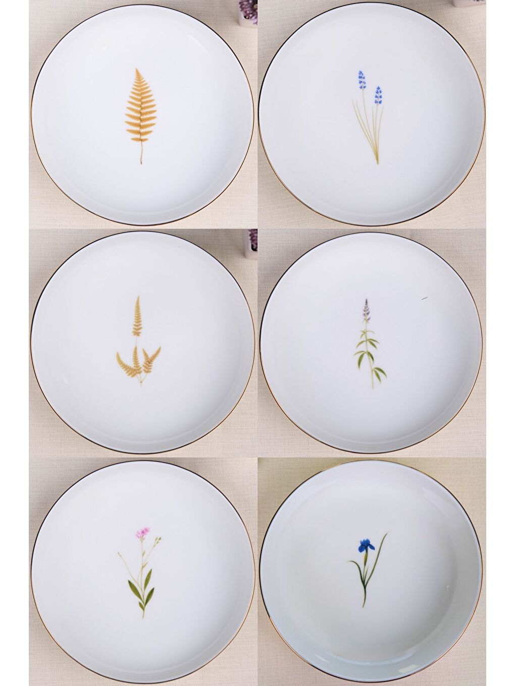 Karışık Porselen Natura Karma Altın Yaldız Çukur Tabak 18,50cm 6 lı