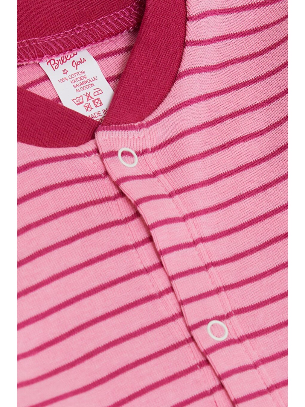 Kız Bebek Patikli Tulum Çizgili Pembe (0-6 Ay)-2
