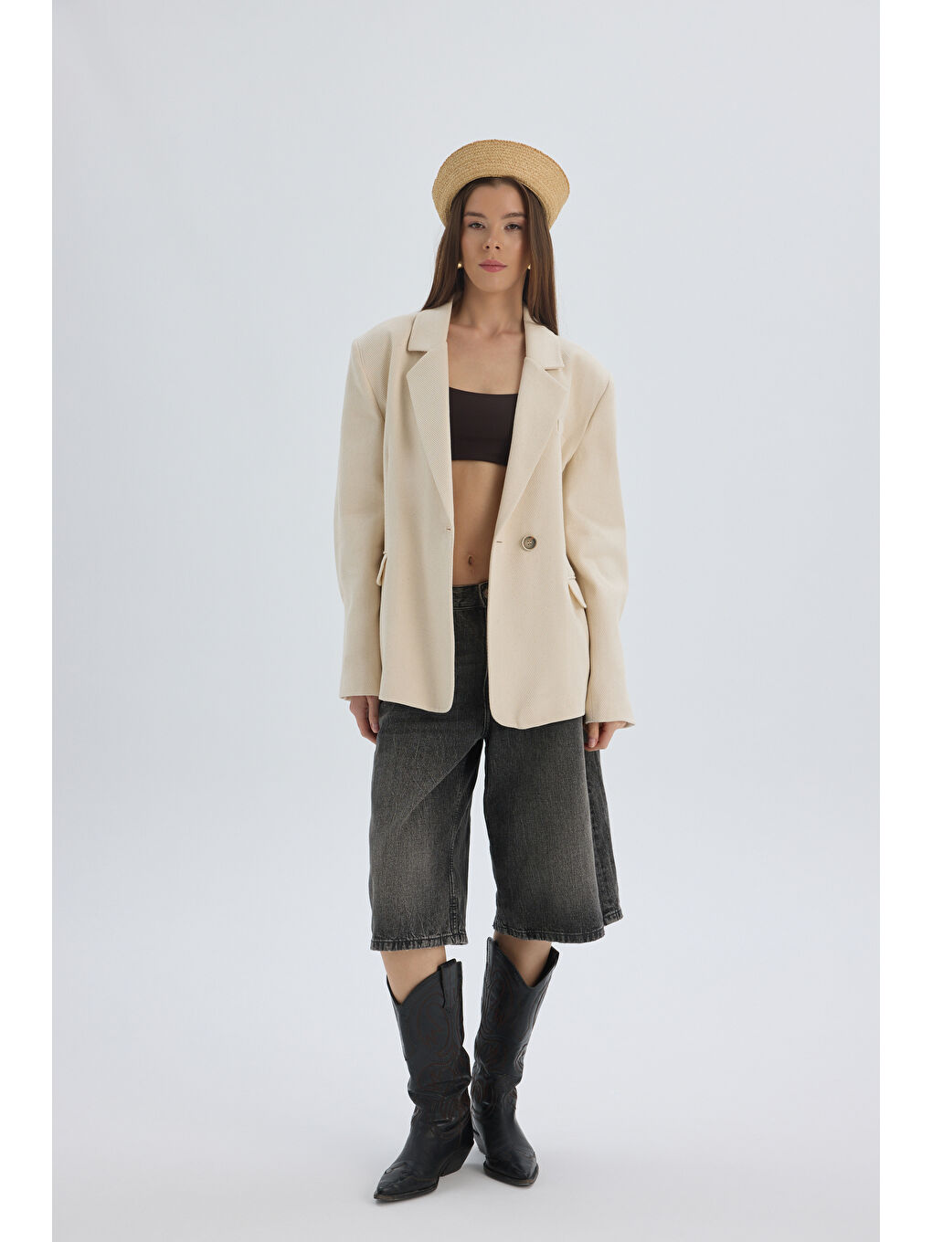 Nest Pile Detay Bej Blazer-1