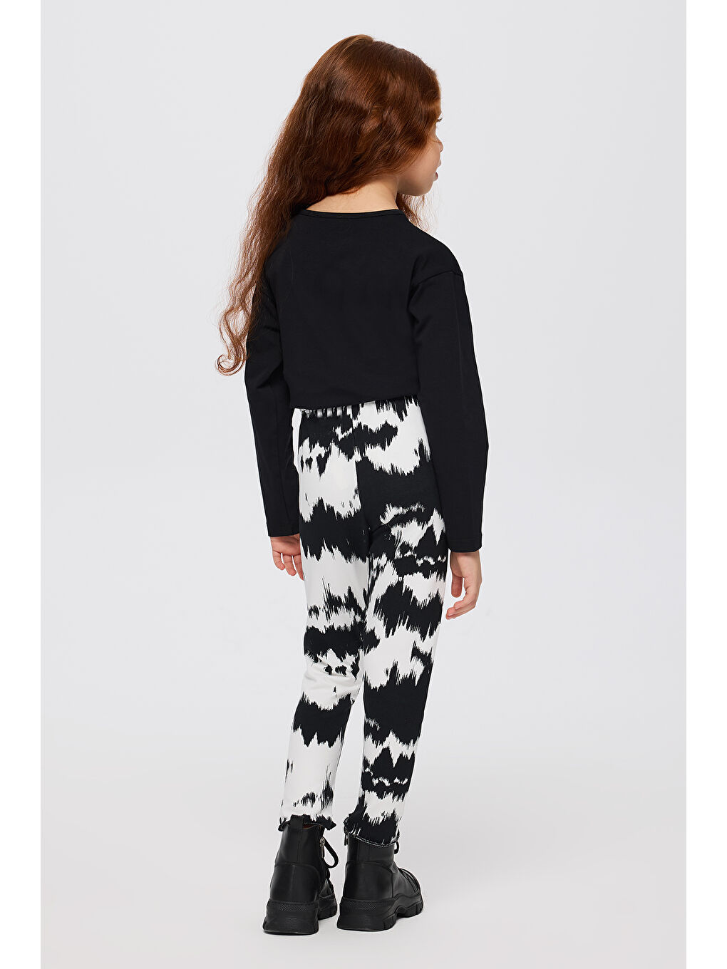 Kız Çocuk Desenli Tayt Siyah-2