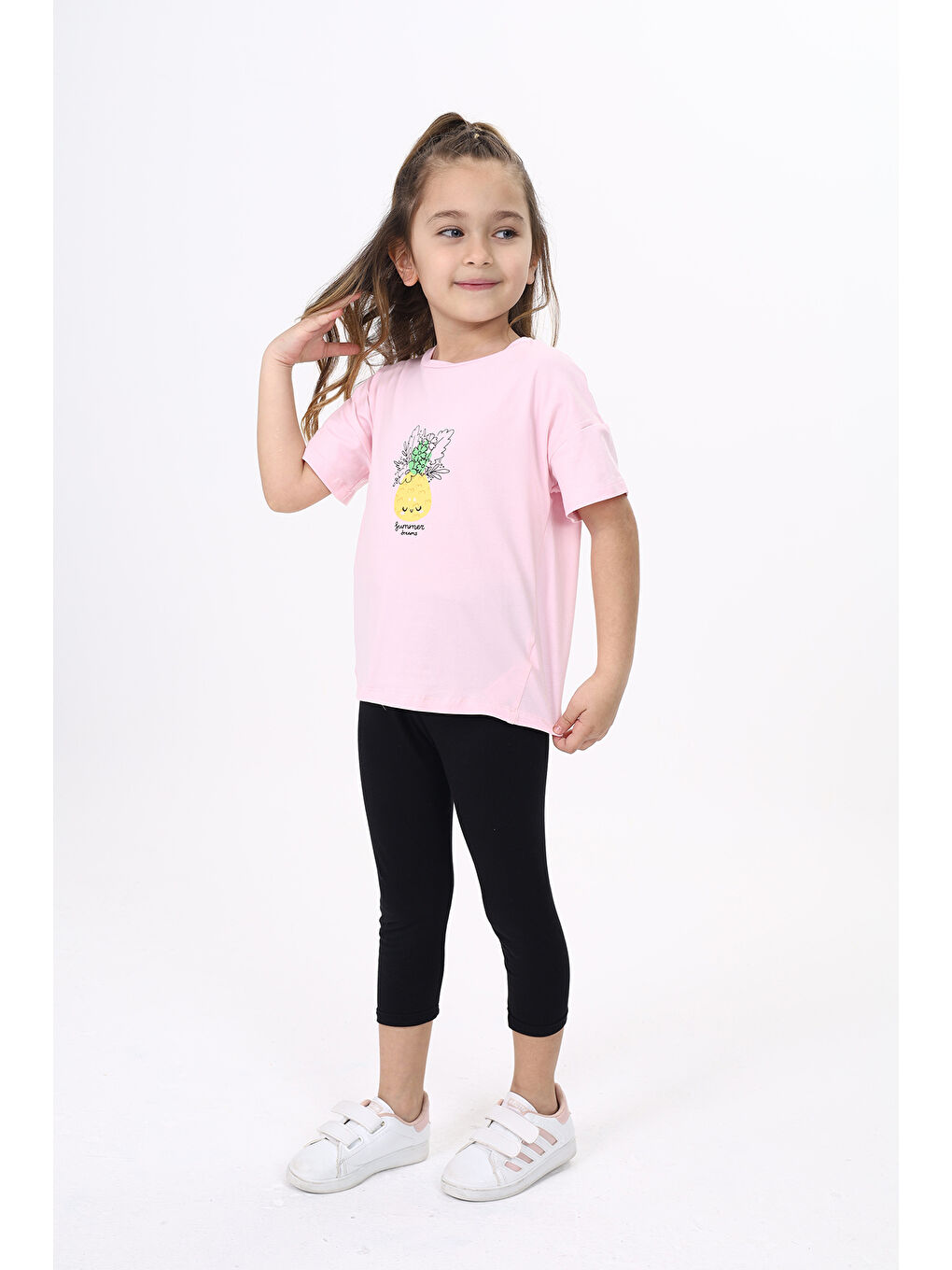 Pembe Kız Çocuk Baskılı Tişört-1