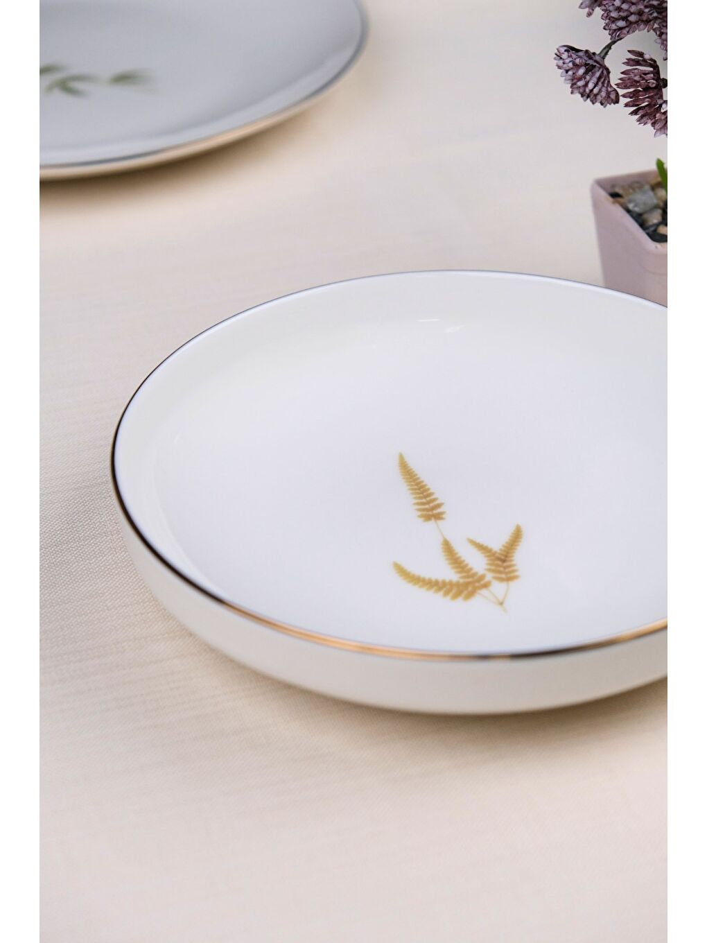 Karışık Porselen Natura Karma Altın Yaldız Çukur Tabak 18,50cm 6 lı-6