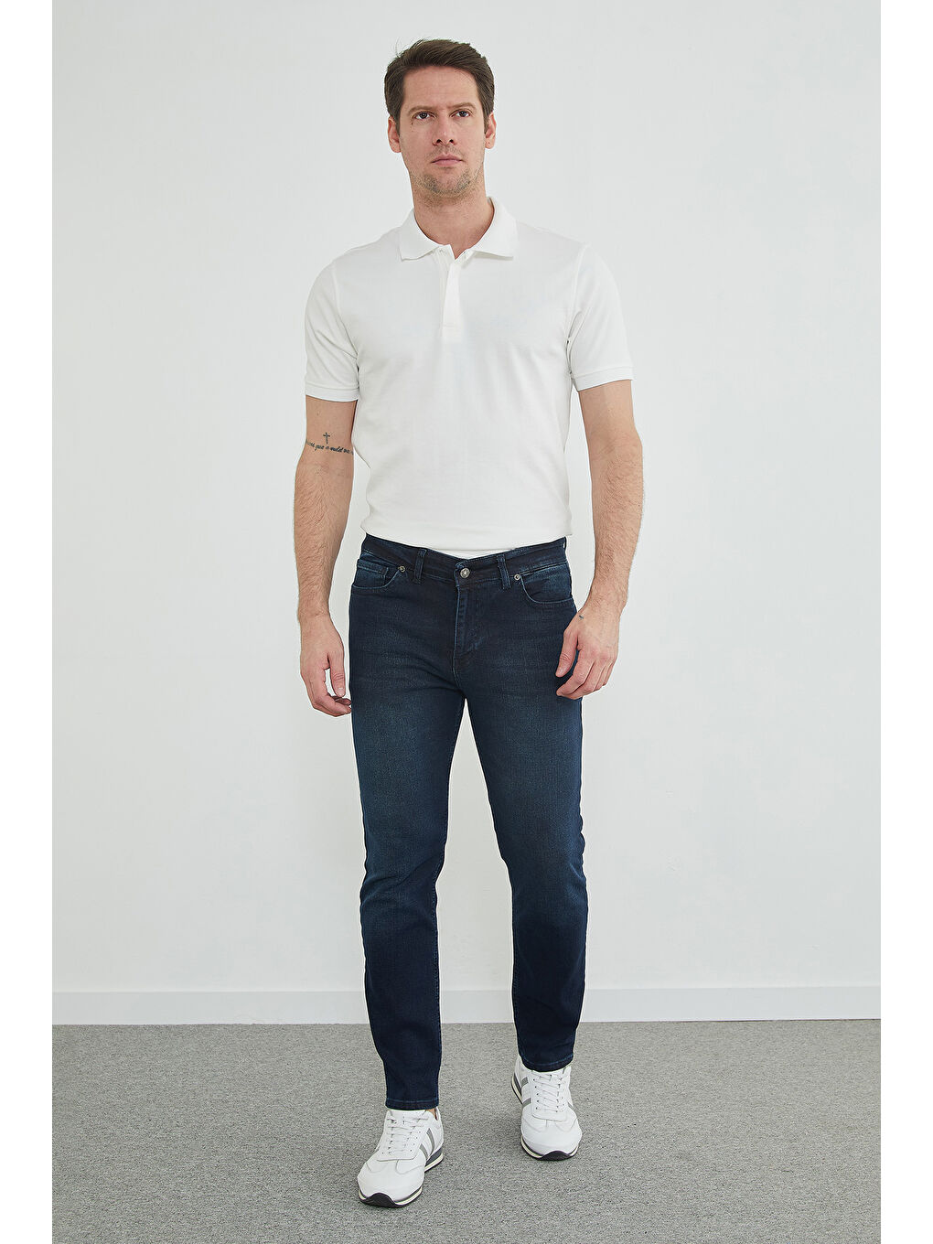 Lacivert Fermuarlı Slim Fit Jean-1