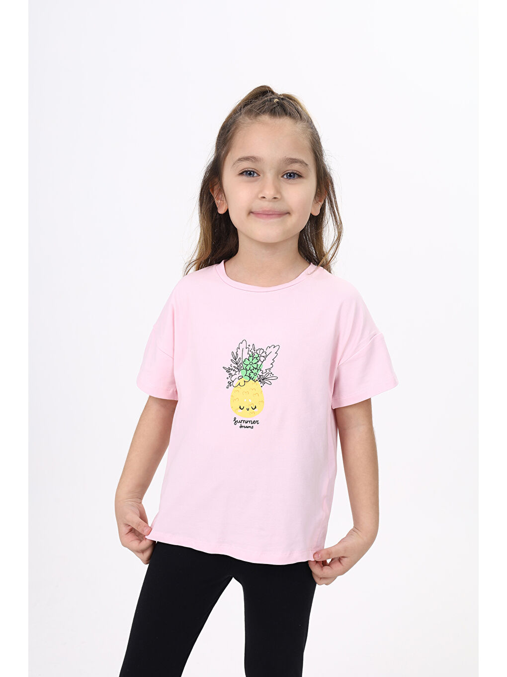 Pembe Kız Çocuk Baskılı Tişört-2