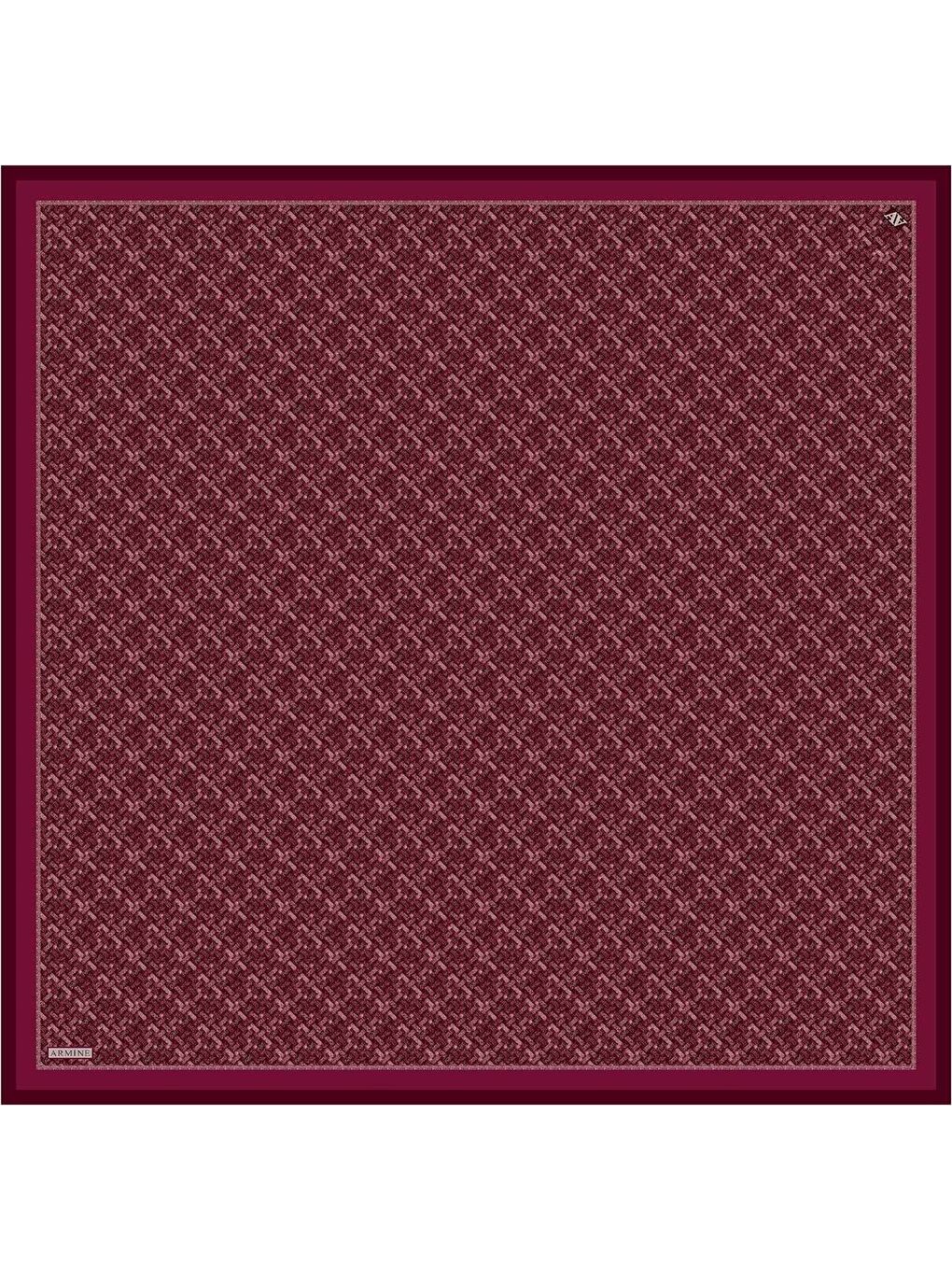 Bordo Soyut Desenli Saf İpek Twill Eşarp 9405D 80-3
