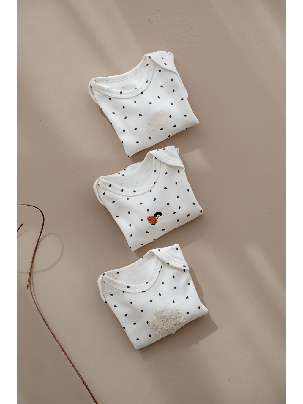 Ekru 3'lü Winter Serisi Uzun Kollu Çıt Çıtlı Body Zıbın Model 11-4