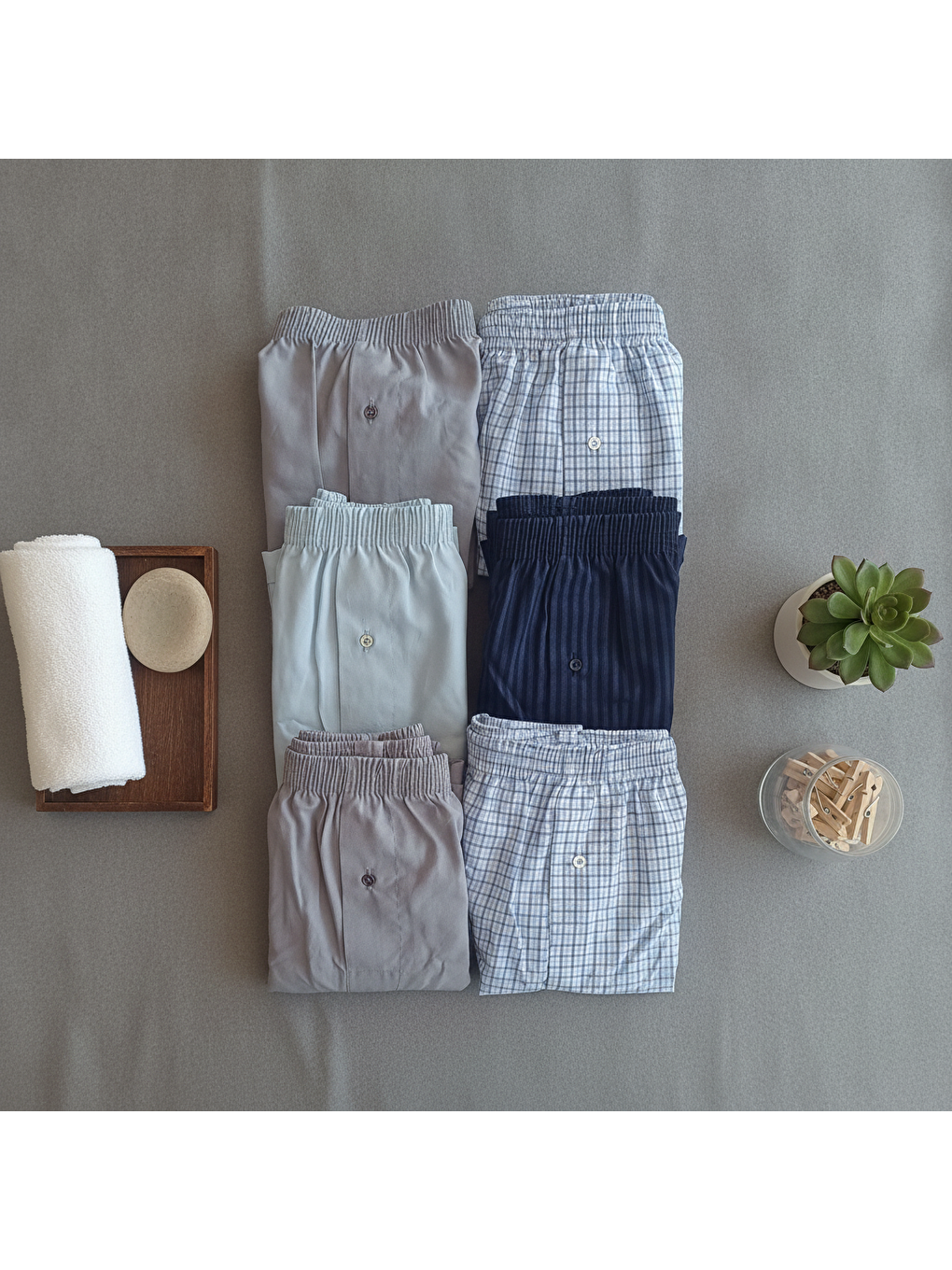 Erkek 6'lı Paket Karışık Renk Dokuma Kumaş Boxer 002-0014 0071-no:005 Bb2651-1