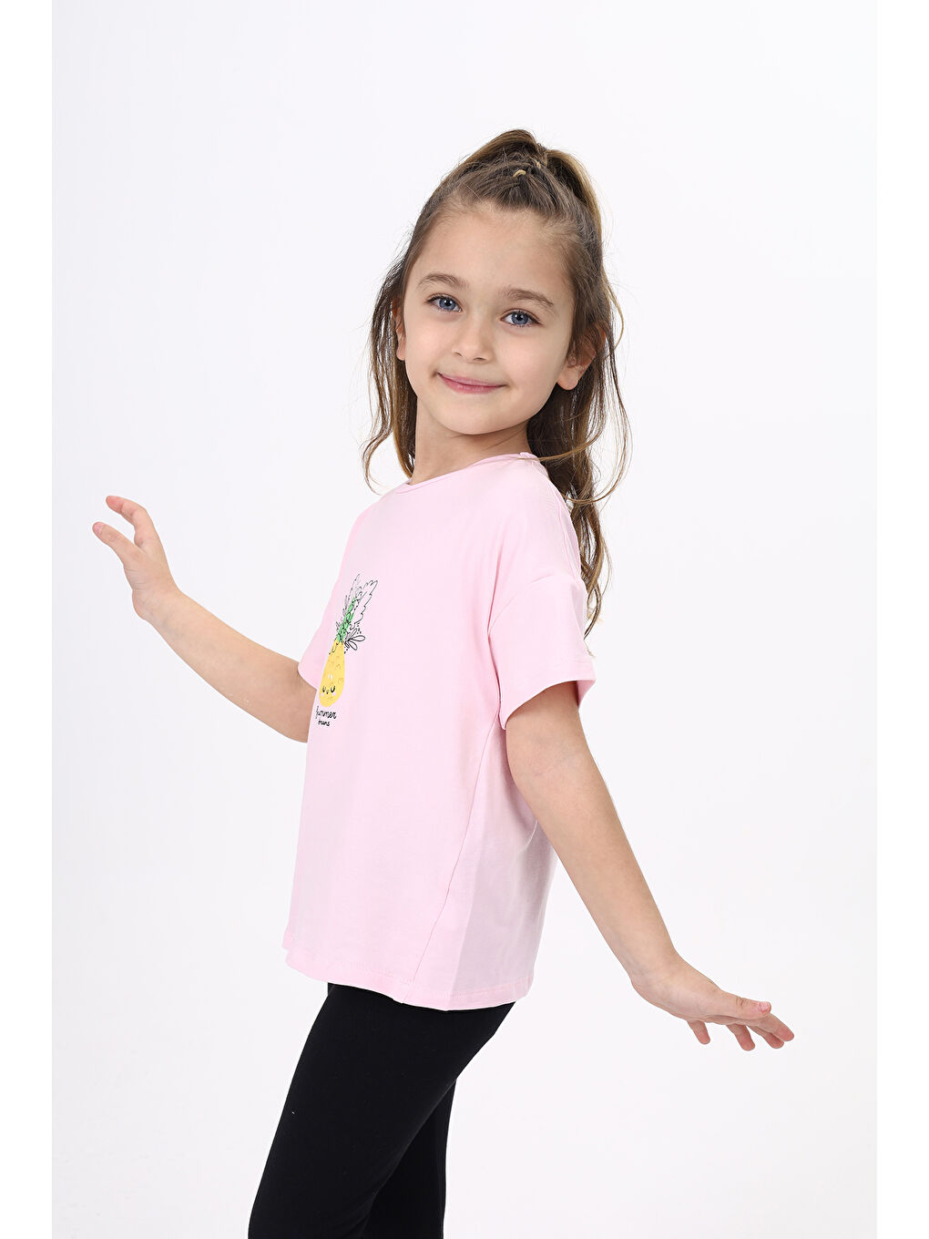 Pembe Kız Çocuk Baskılı Tişört-3