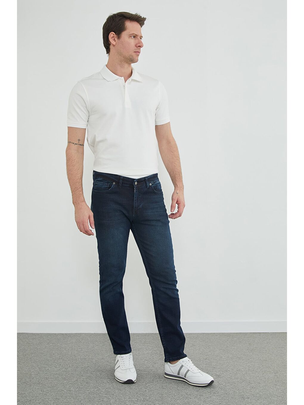 Lacivert Fermuarlı Slim Fit Jean-3