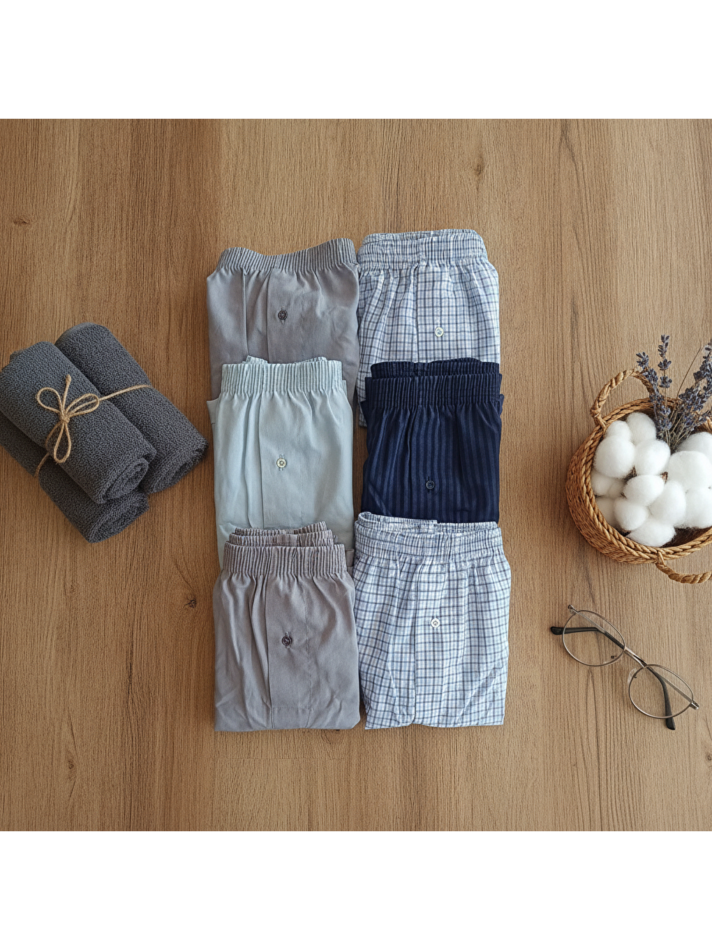 Erkek 6'lı Paket Karışık Renk Dokuma Kumaş Boxer 002-0014 0071-no:005 Bb2651-2