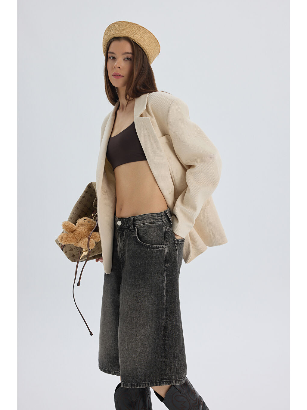 Nest Pile Detay Bej Blazer-3