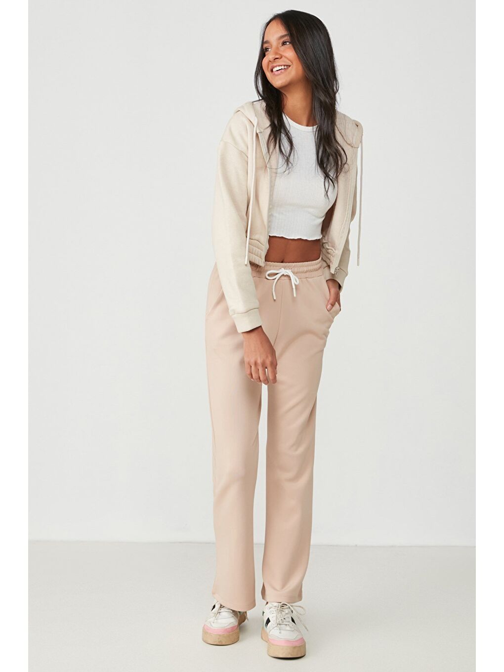 Kahverengi İspanyol Paça Eşofman Altı 736 Sütlü Kahve-2