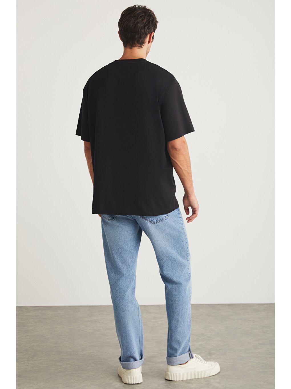 Harald Erkek Bisiklet Yaka %100 Pamuk Baskı Detaylı Siyah T-shirt-5