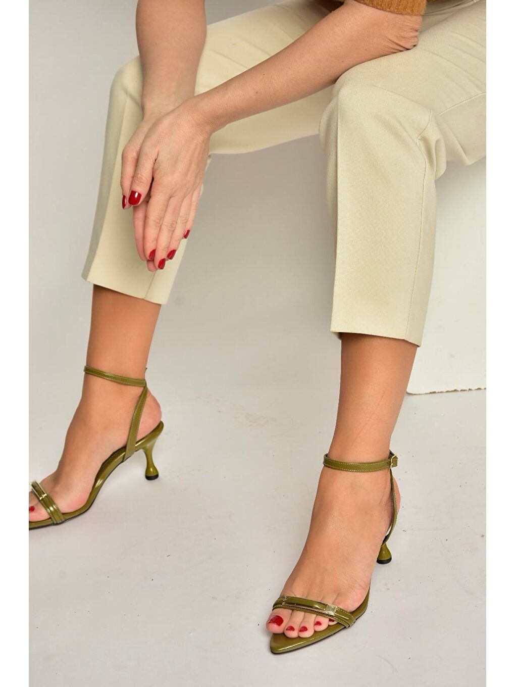 Yeşil Kadın Topuklu Ayakkabı Y590460760-1