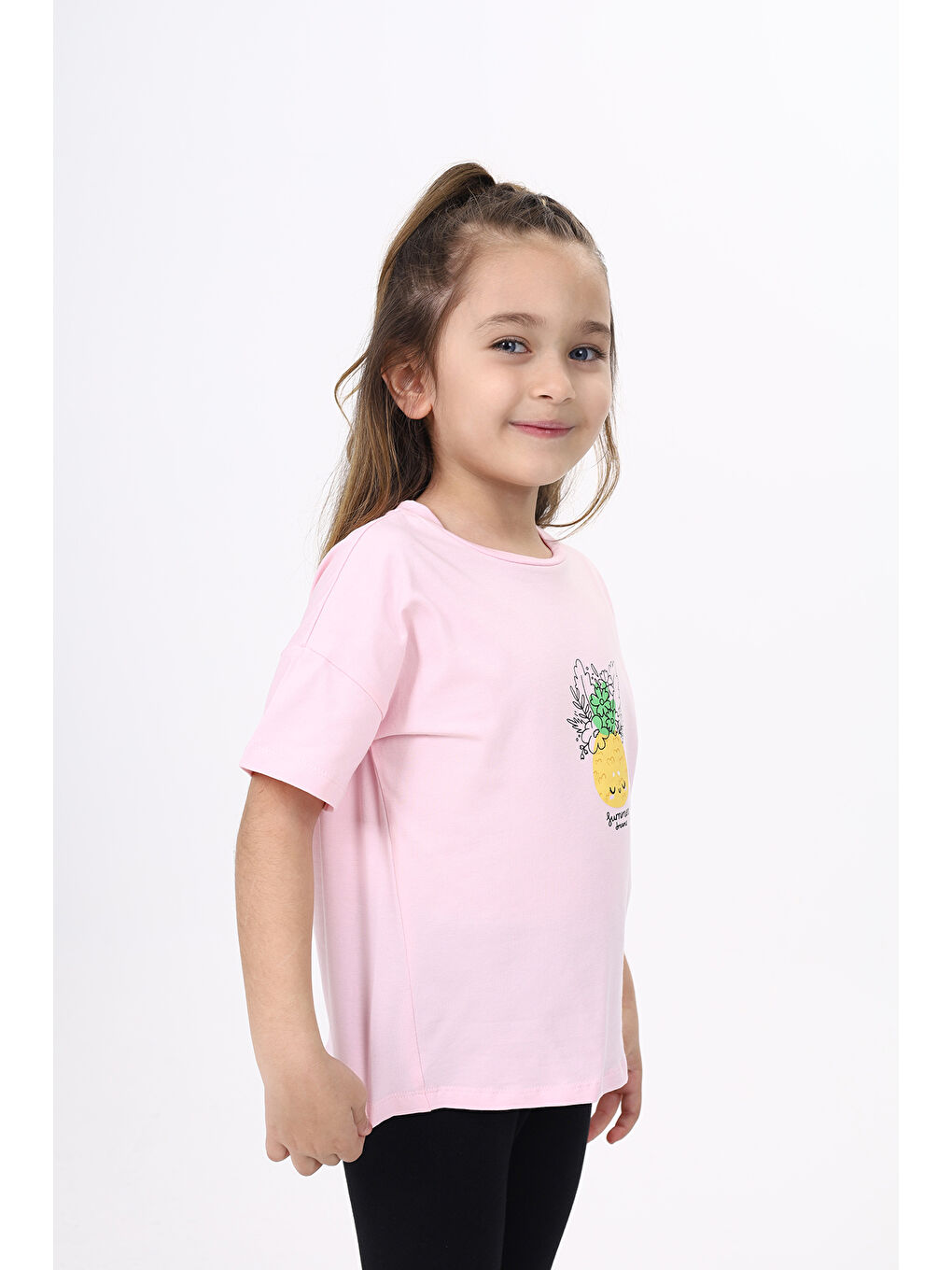 Pembe Kız Çocuk Baskılı Tişört-4