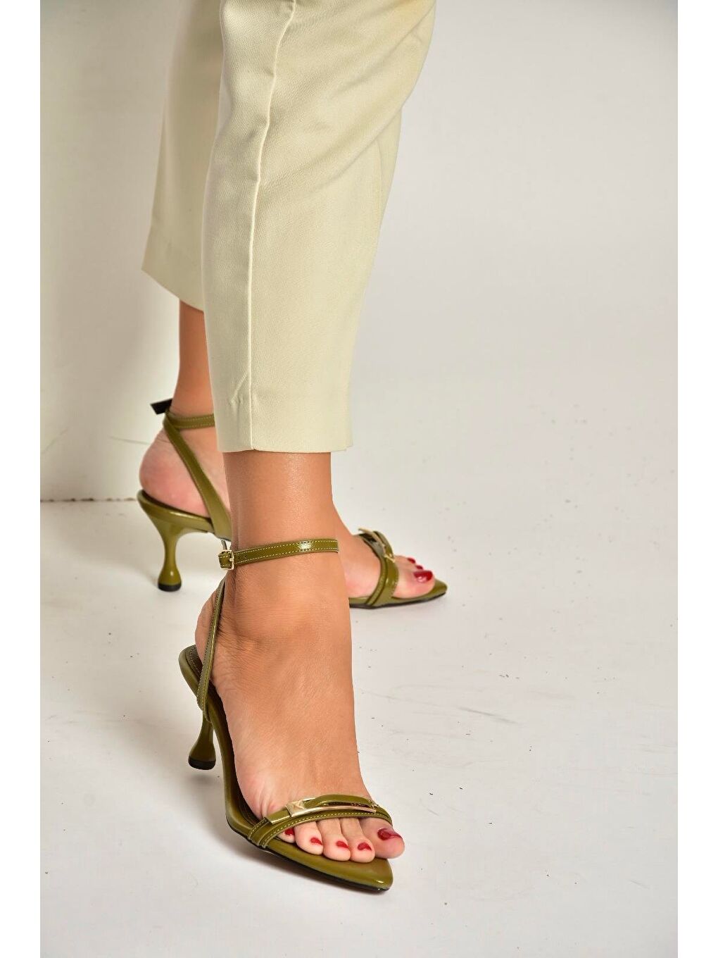 Yeşil Kadın Topuklu Ayakkabı Y590460760-2