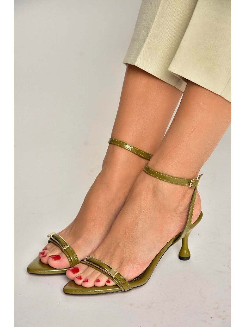 Yeşil Kadın Topuklu Ayakkabı Y590460760-3