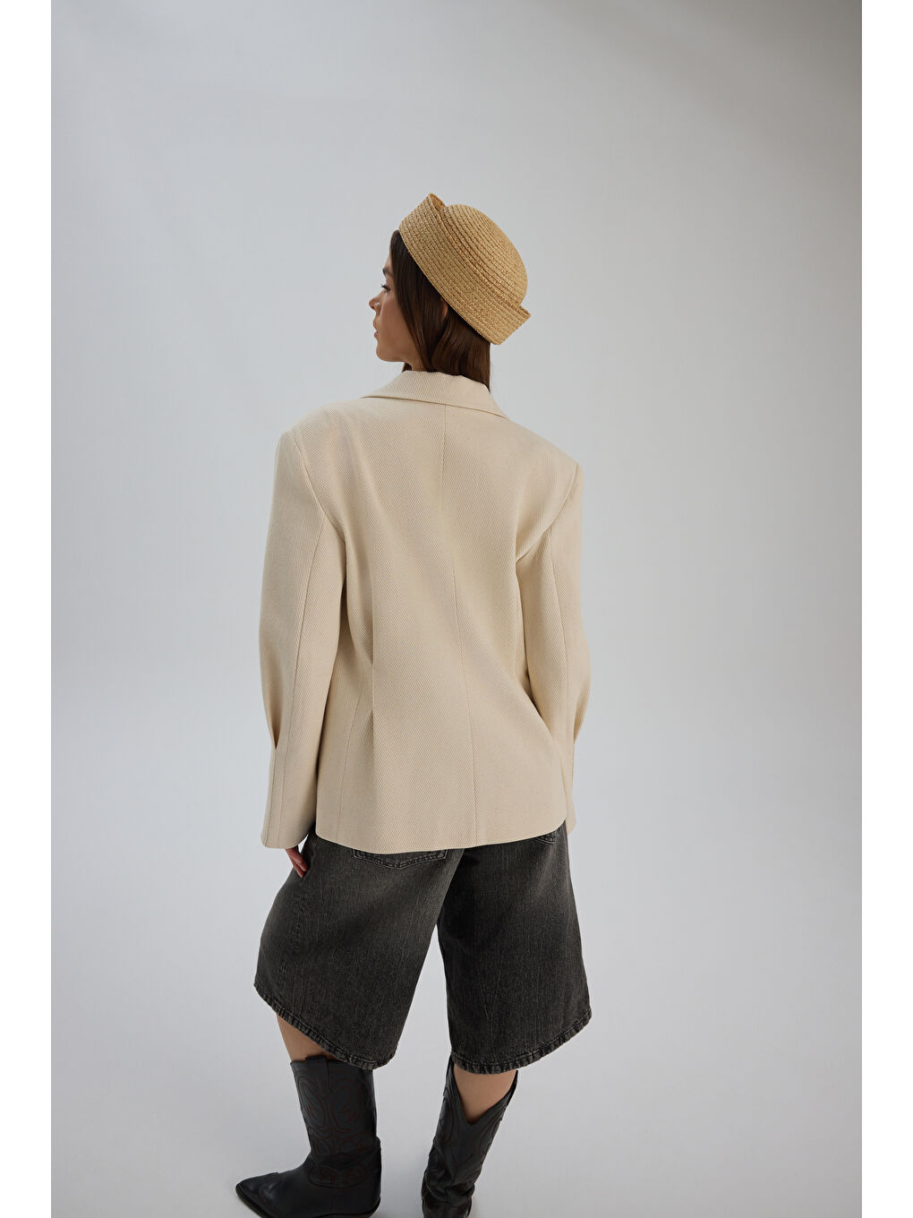 Nest Pile Detay Bej Blazer-4