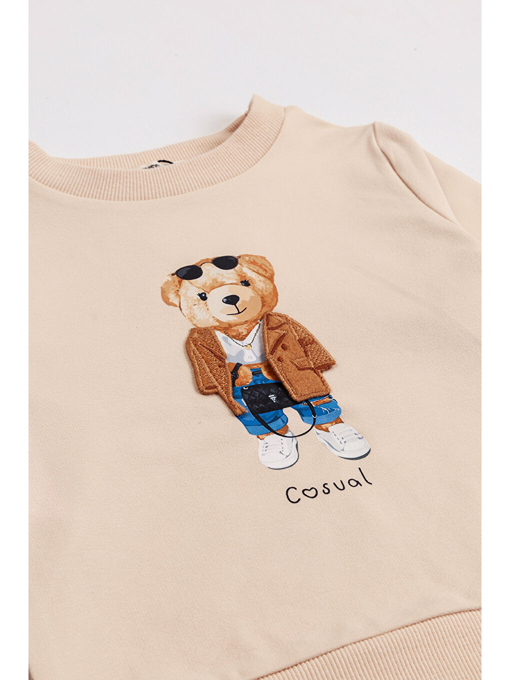 Ekru Kız Çocuk Orta Kalınlıkta Baskılı 2'li Paket Sweatshirt-5