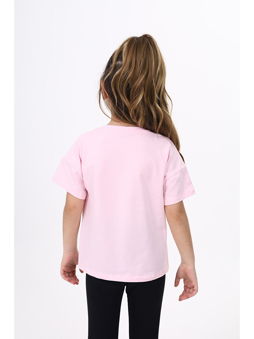 Pembe Kız Çocuk Baskılı Tişört-5