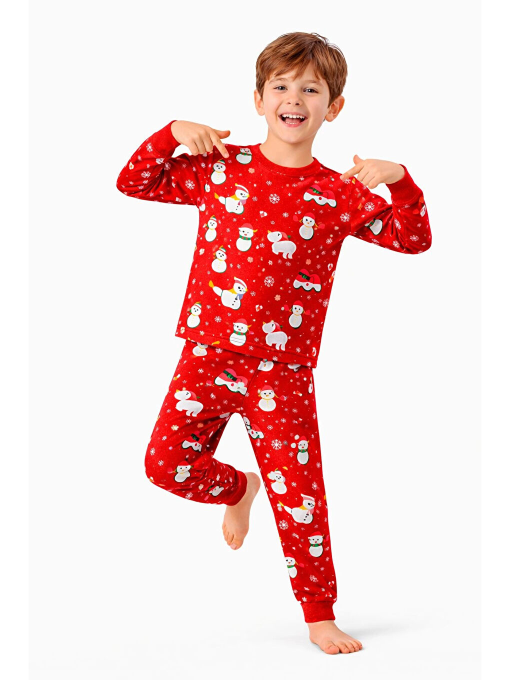 Kırmızı Yılbaşı Konsept Erkek Çocuk Pijama Takımı 51339-1