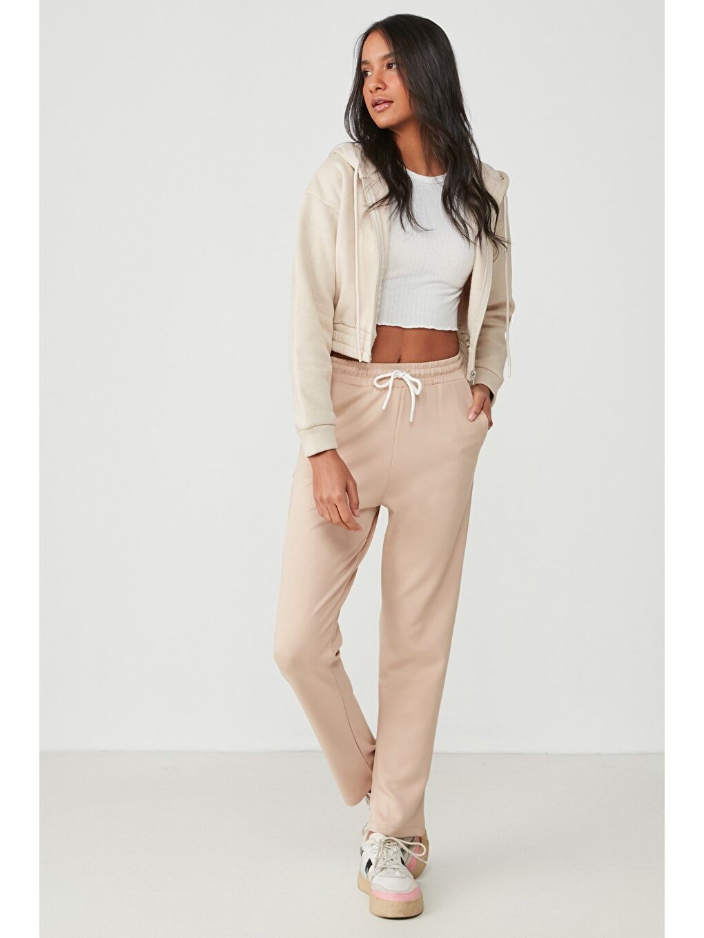 Kahverengi Düz Paça Eşofman Altı 733 Sütlü Kahve