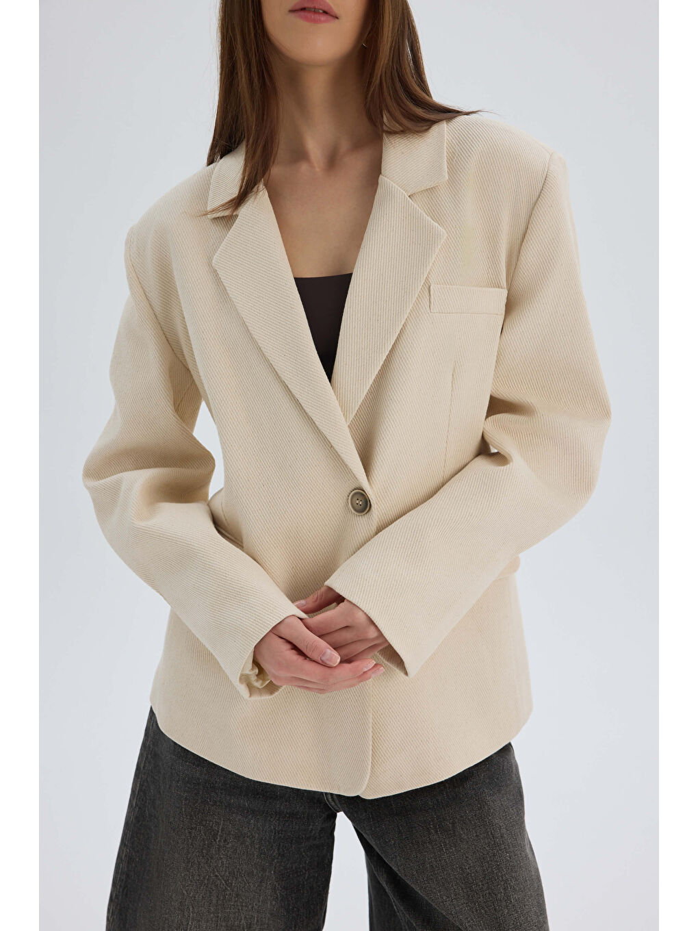 Nest Pile Detay Bej Blazer-6