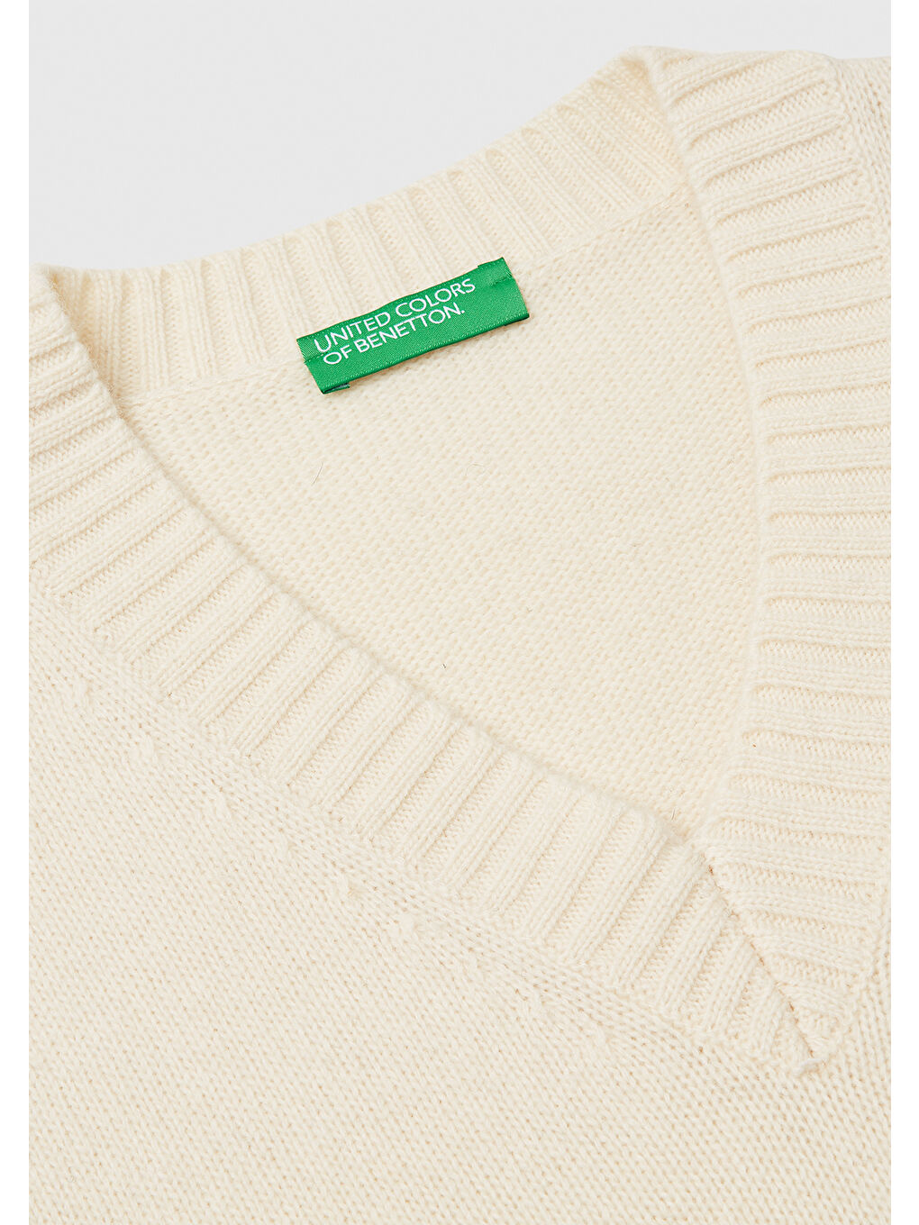 Ekru Erkek Krem Yün Karışımlı Baklava Desenli Ribana Detaylı Kolsuz Kazak Süveter-6