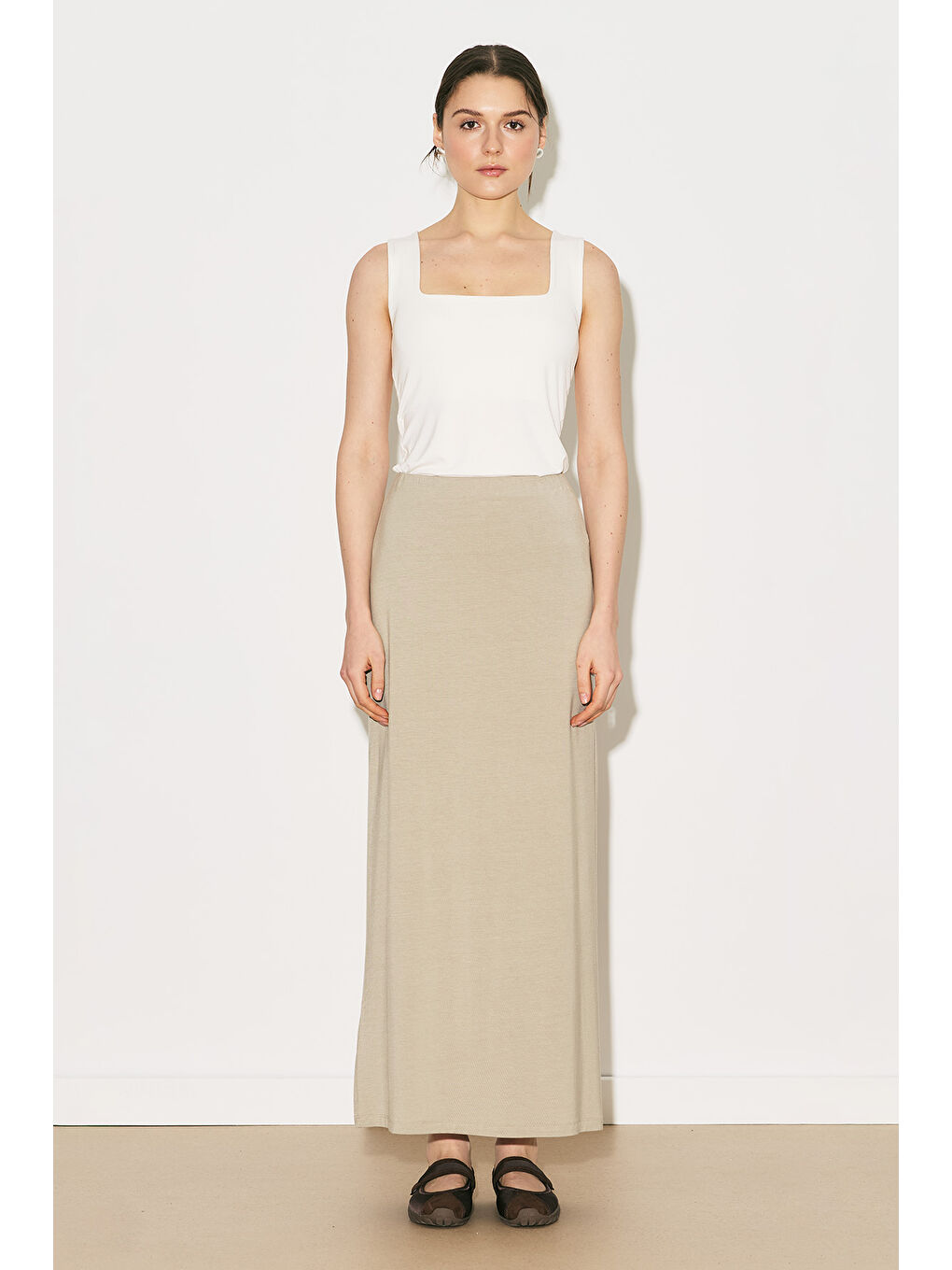 Bej Easy Geniş Rahat Pantolon Taş-4