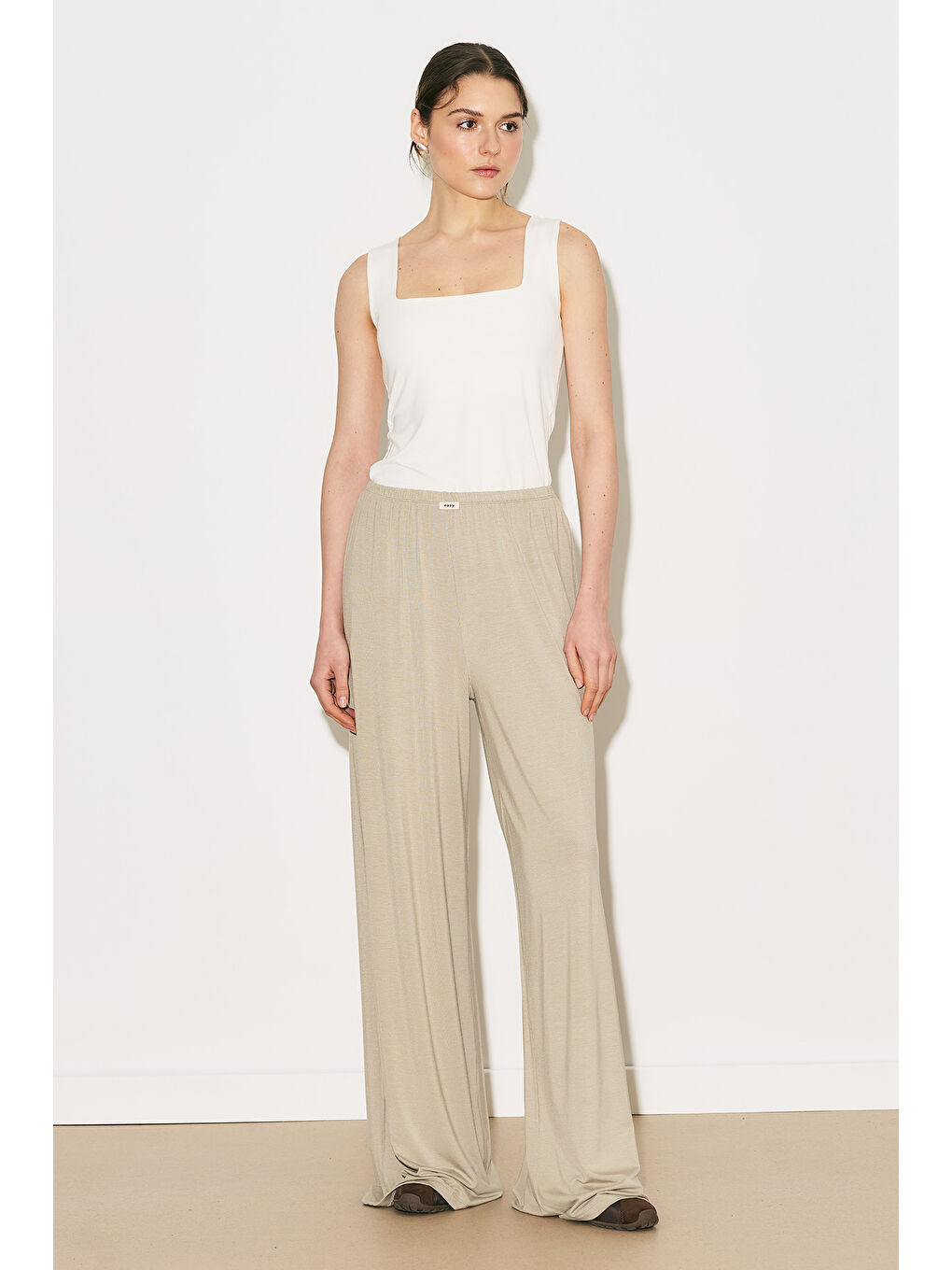 Bej Easy Geniş Rahat Pantolon Taş-7