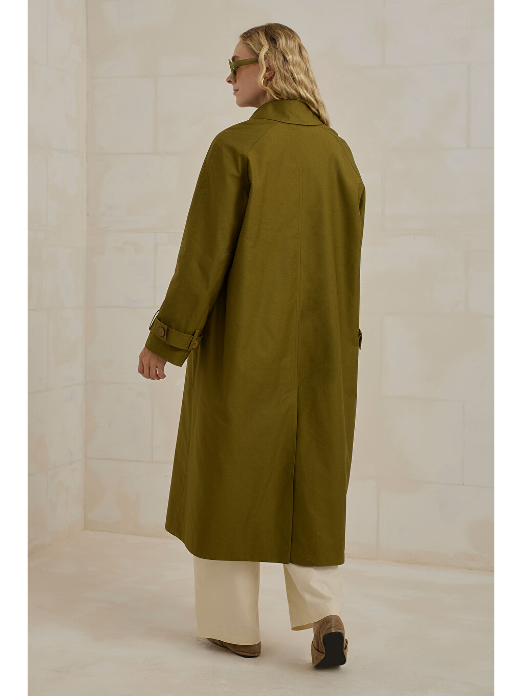 Gabardin Trençkot Yağ Yeşili-3