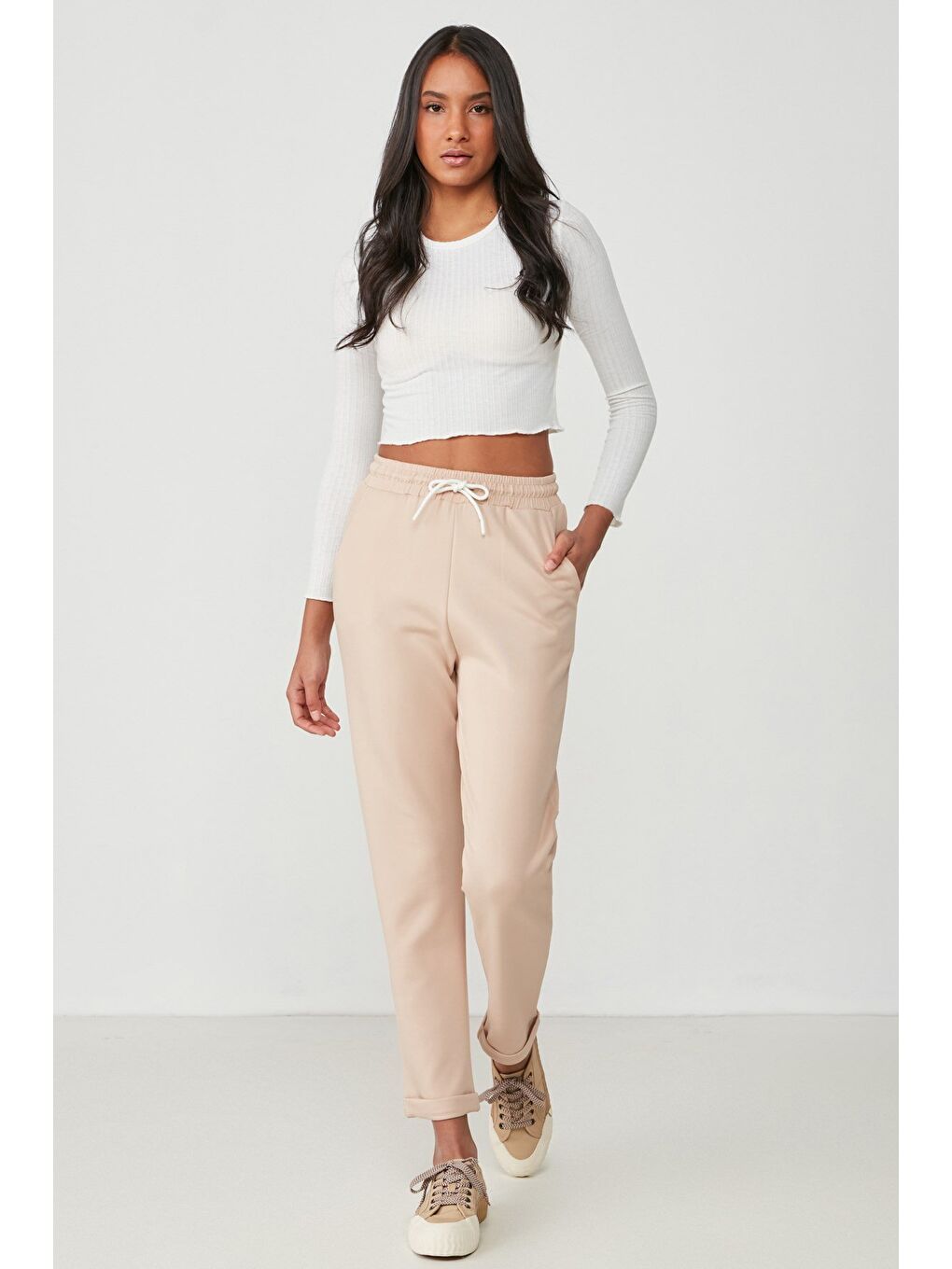 Kahverengi Duble Paça Eşofman Altı 738 Sütlü Kahve