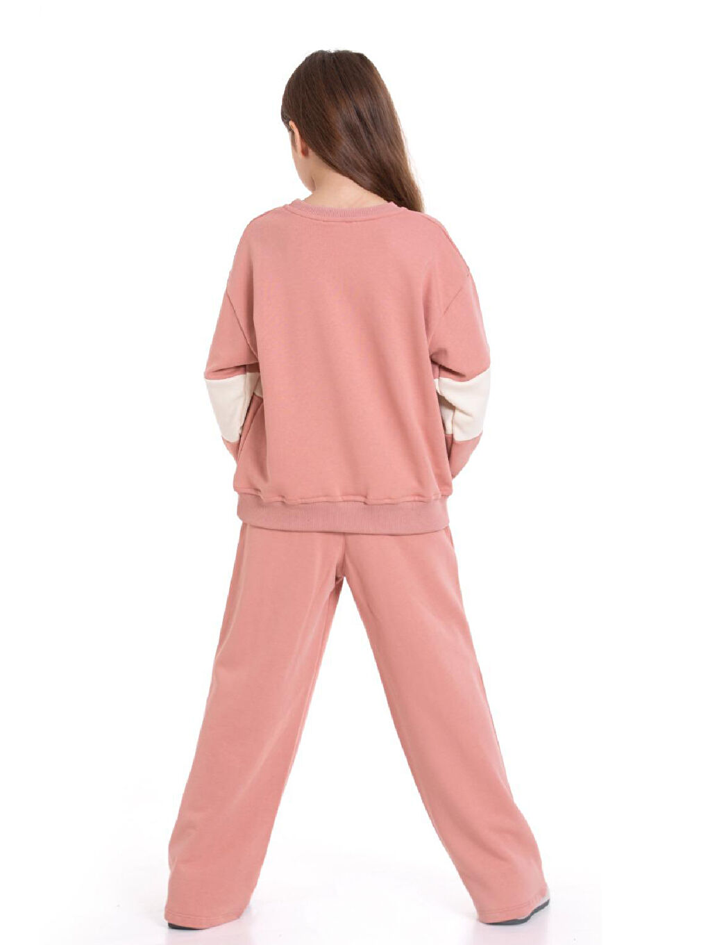 Pembe Kız Çocuk 3 İplik ve Şardonsuz Eşofman Takımı 5-9 Yaş 12487-3
