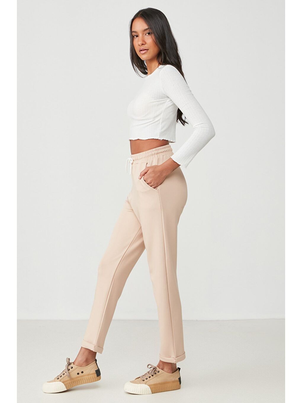 Kahverengi Duble Paça Eşofman Altı 738 Sütlü Kahve-1