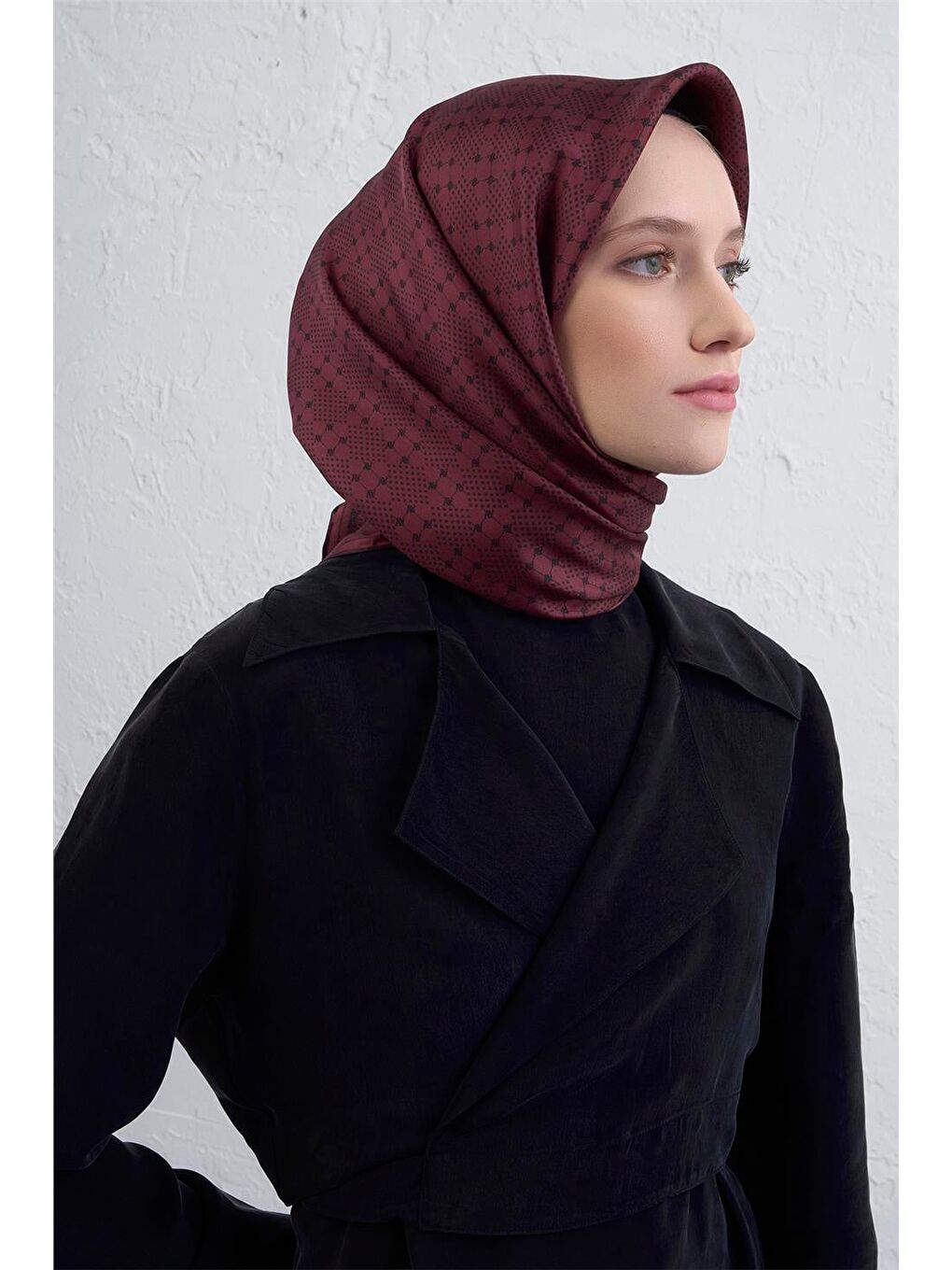 Bordo Saf İpek Sura Eşarp 9440D 56-1