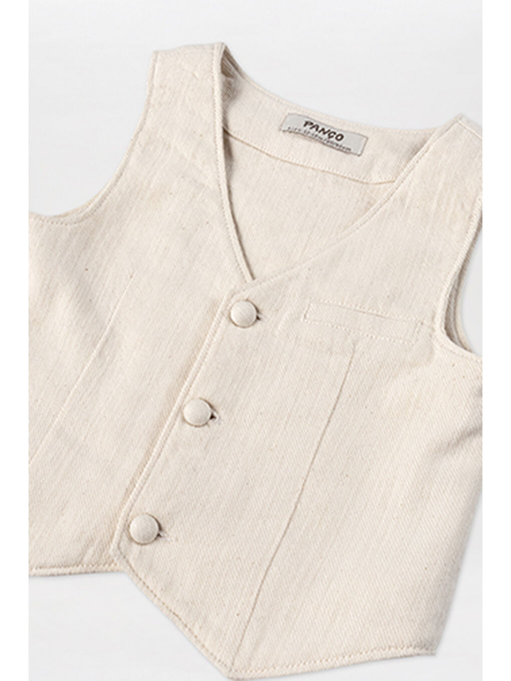 Erkek Bebek Düğme Detaylı Bej Yelek-2