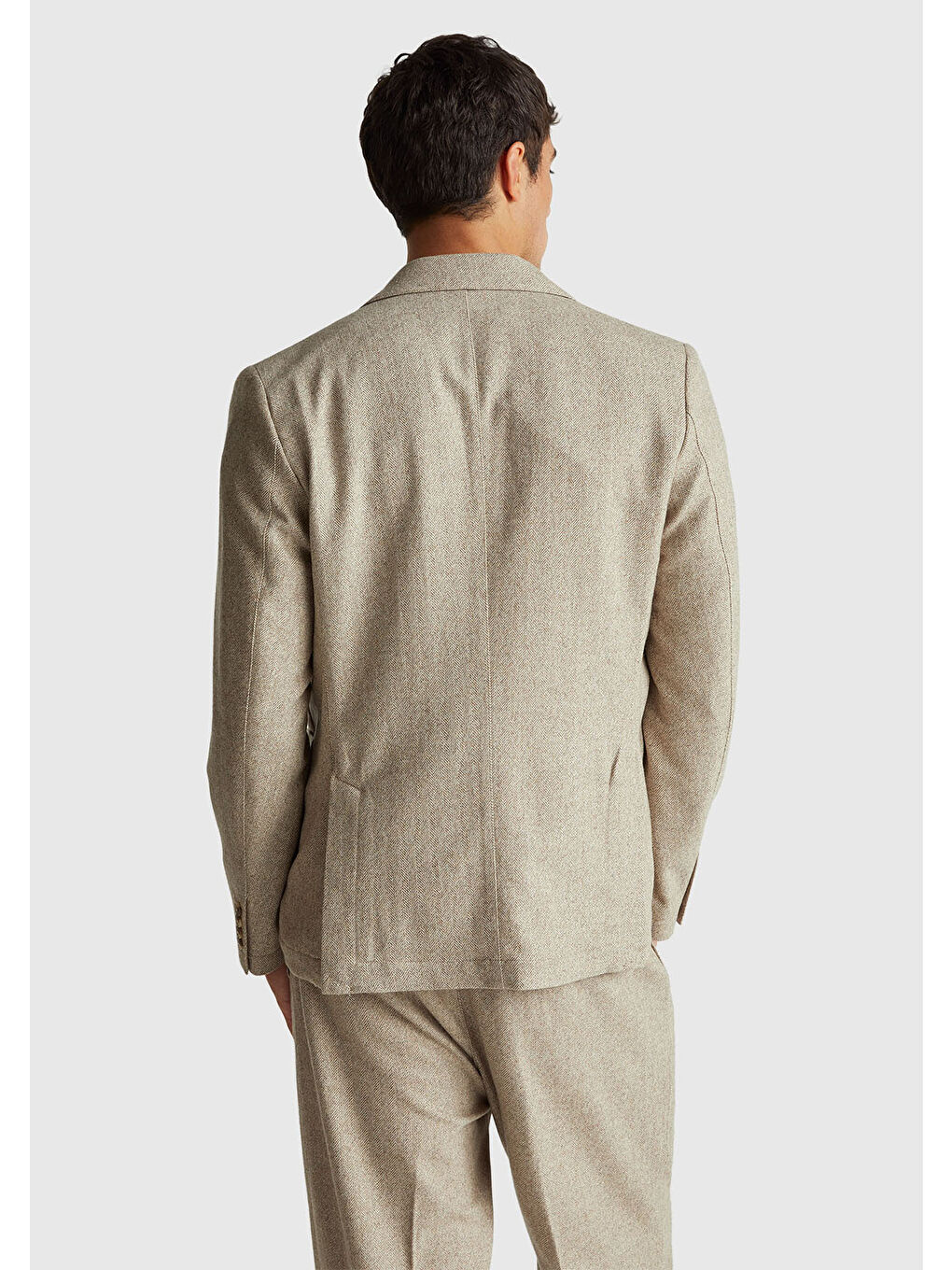 Erkek Gri Yün ve Viskoz Karışımlı Cep Detaylı Düğmeli Kruvaze Ceket-2