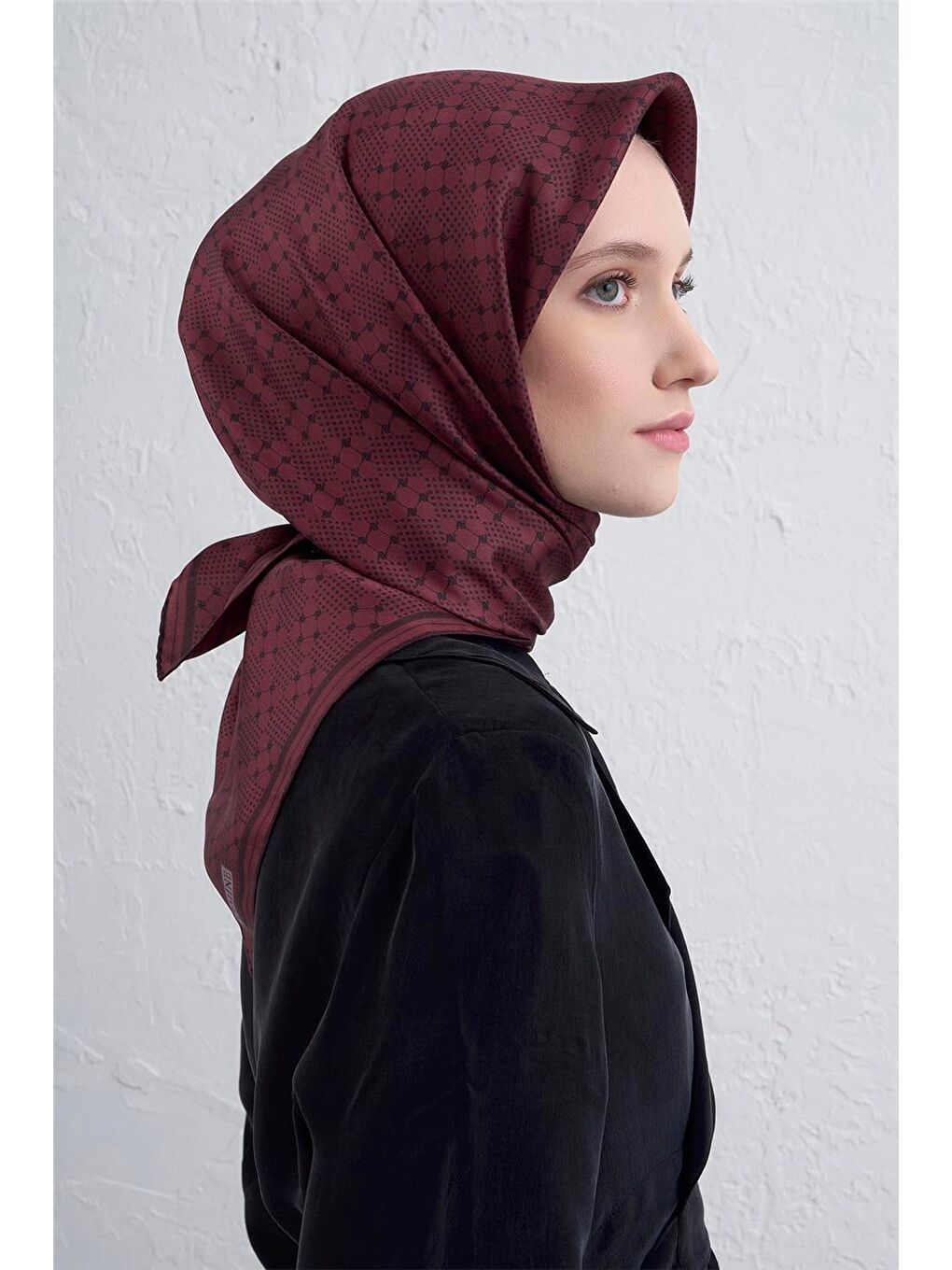 Bordo Saf İpek Sura Eşarp 9440D 56-2