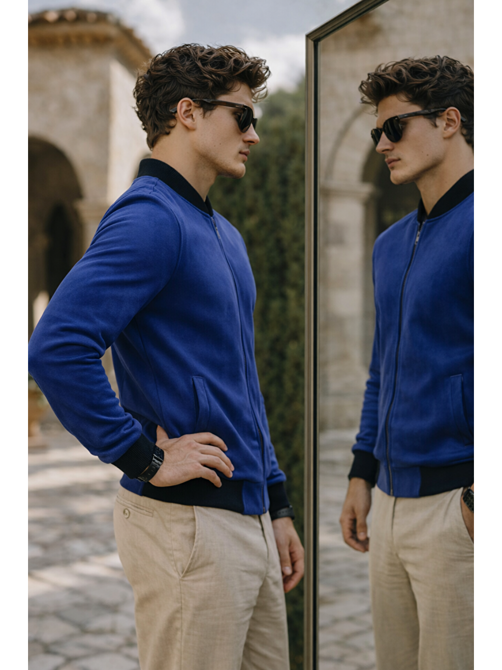 Erkek Premium Comfort Basic Nubuk Süet Lacivert Ceket-1